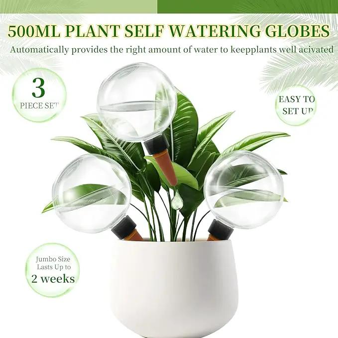 3 Pcs Self Watering Globes for Indoor & Outdoor Plants Automatic Watering Planter Insert 17.5 oz Watering Bulbs with Slow Release Control Water Dripper for Plants by GreenHaven Gardens