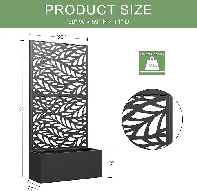 Casaphoria Metal Raised Garden Bed with Trellis, 59"x30"x12" Planter Box for Climbing Plants, Vegetables & Vines, Features Drainage Holes and Privacy Screen (Black-Spring) by GreenHaven Gardens