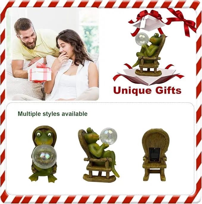 Funoasis Garden Outdoor Frog with Solar Powered Lamp Unique Gifts for Mom Outside Decor for Lawn Balcony Home Ornaments by GreenHaven Gardens