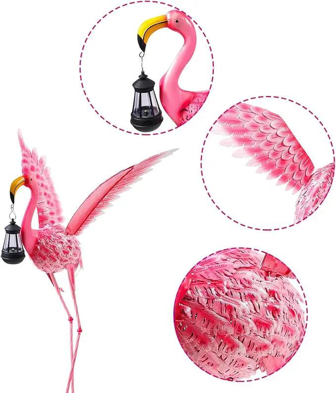 Garden Statues Flamingo Sculptures Metal Yard Art, Pink Bird Art Outdoor Backyard Decor Patio Lawn Porch Ornament Flamingo Yard Decoration (Sun and Moon) by GreenHaven Gardens