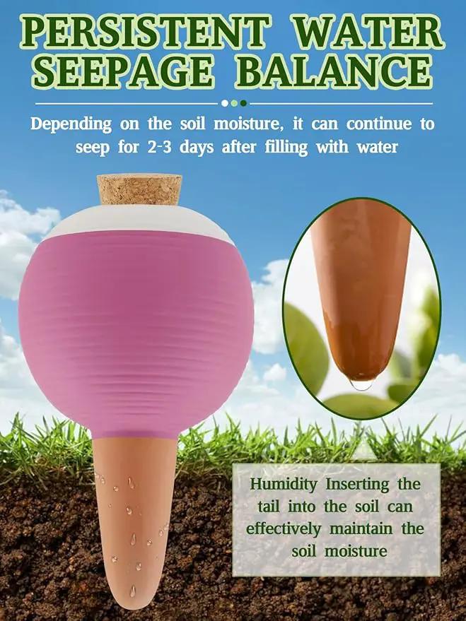 4Pcs Plant Watering Globes, Kalolary Large Terracotta Automatic Watering Stake Devices with Wooden Stopper for Pots, Planters, Indoor, Outdoor by GreenHaven Gardens