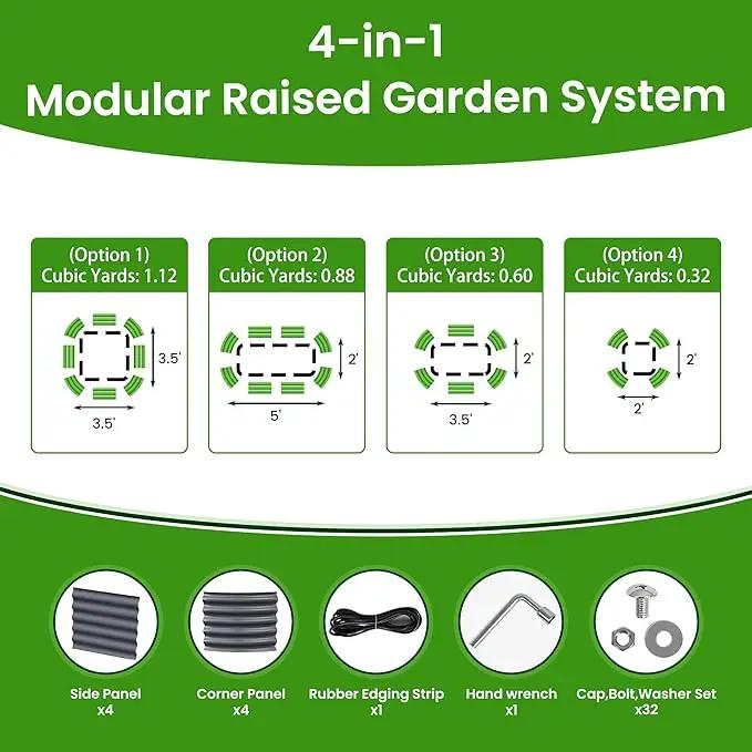 Raised Garden Bed 5x2x1.4 Ft Planter Box for Outdoor - Zinc-Aluminum-Magnesium Stainless Steel Durable Metal Garden Beds Kit for Vegetables, Flowers, Herbs and Succulents, Deep Grey by GreenHaven Gardens