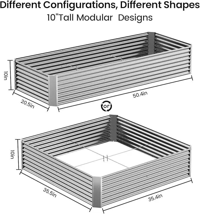 2 Pack Galvanized Raised Garden Bed Outdoor, Metal Garden Bed for Vegetables, Above Ground Garden Box for Flower, Steel Raised Beds for Gardening - 50"x20" by GreenHaven Gardens
