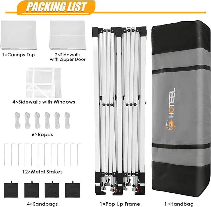 HOTEEL 10x20 Pop up Canopy with Sidewalls, One Push Outdoor Tents for Parties Waterproof Canopy Tent with Reinforce Rod, Easy Setup Event Tent with Sandbag for Backyard, Camping, Wedding, White by GreenHaven Gardens