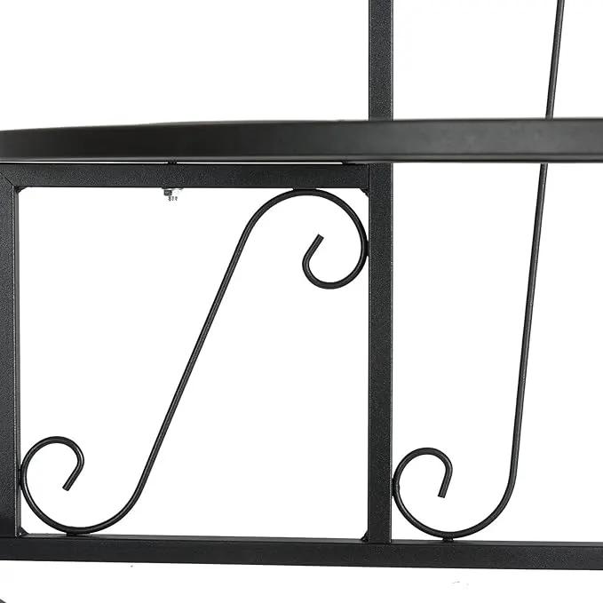 DOEWORKS 3 Tier Plant Stand Flower Pot Rack, Quarter Round Plant Corner Shelf Planters Display Holder orchid shelves for Indoor Outdoor Use, Black by GreenHaven Gardens