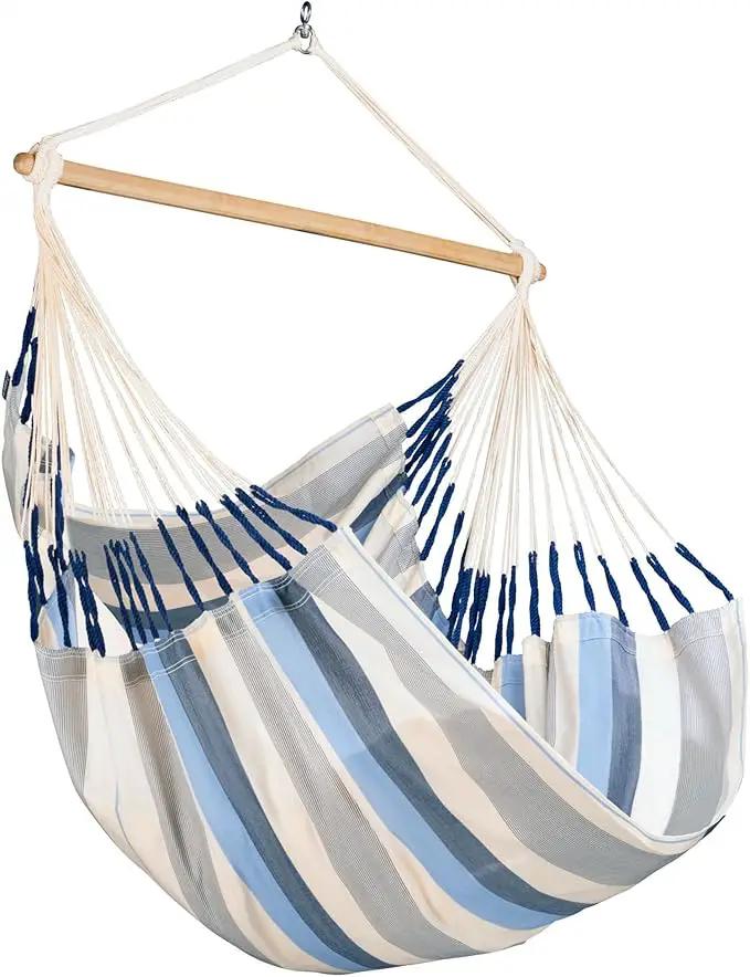 LA SIESTA® - Medium Basic Domingo Hammock Swing Chair - Weather & Tear Resistant Hanging Hammock Chair - Indoor Outdoor Hammock Chair Swing - Patio Porch Bedroom Hanging Chair - Max 250 Lbs, Sea Salt by GreenHaven Gardens
