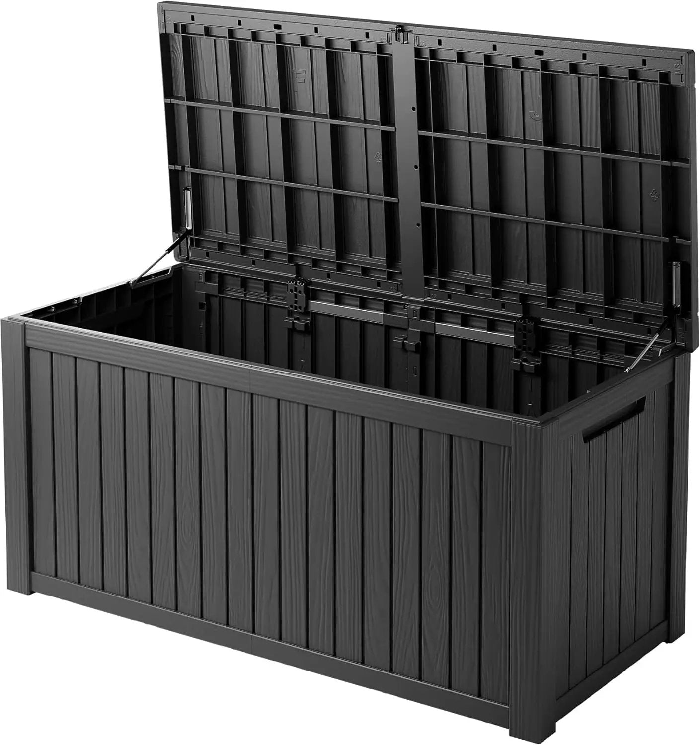 200 Gallon Waterproof Large Resin Deck Box Indoor/Outdoor Lockable Storage Container and Seating for Garden, Pool, and Patio (200 Gallon, Black) by GreenHaven Gardens