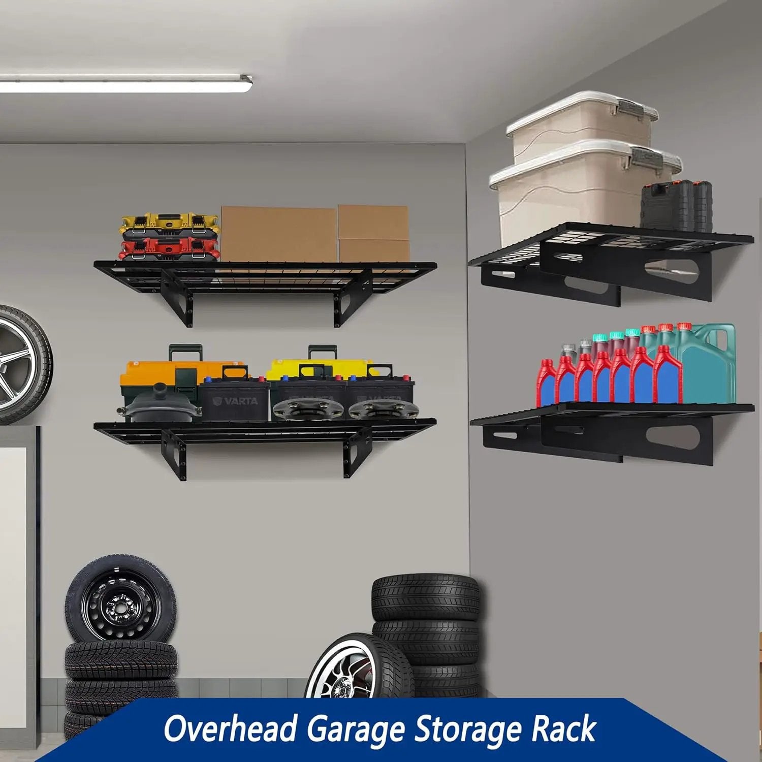 2-Pack 1.5x3FT Garage Shelving 17.7-inch-by-35.8-inch Wall Shelf Garage Storage Rack Wall Mounted Floating Shelves, Black by GreenHaven Gardens