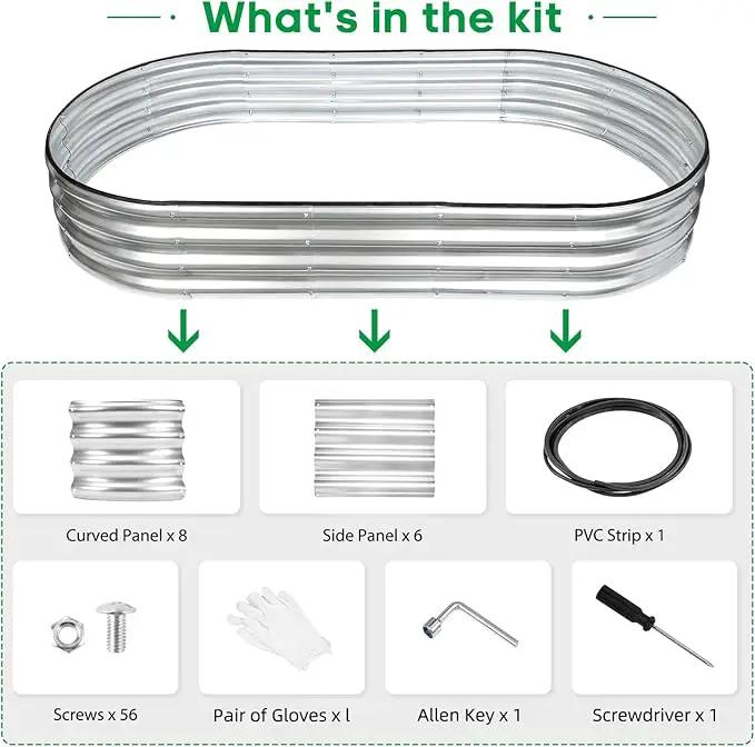 JERIA 6×3×1ft Oval Raised Garden Bed,Galvanized Raised Garden Bed Kit Outdoor Metal Gardening Planter Box for Vegetable, Fruits, Flower，Herbs by GreenHaven Gardens