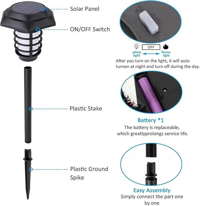 2Pack Solar Flame Lights Outdoor Solar Torch Lights Flickering Flame Solar Powered Auto On/Off Waterproof Security Path Lights for Walkway Garden Yard by GreenHaven Gardens
