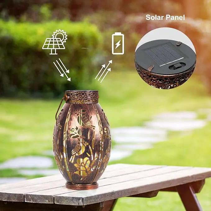 pearlstar 2 Pack Solar Lantern Hanging Light Outdoor Waterproof Decorative Metal Solar Lamp for Table Garden Yard Patio Balcony Pathway,Copper,Perfect Gift for Women/Mom/Men,Cardinal-2 by GreenHaven Gardens