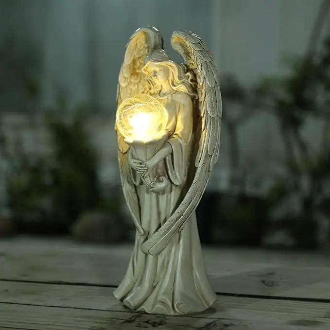 Angel Statues for Garden-Garden Angels Outdoor Statue - Solar Angels Figurines Holding Glass Ball for Outdoor Decor or Housewarming Gift by GreenHaven Gardens