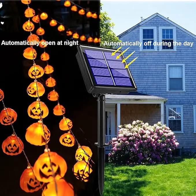 Large Halloween Solar String Lights Outdoor, Pumpkin Lights String with 8 Modes Indoor Outdoor Halloween Decorations Decor with 21.32ft 30 Pumpkin Lights for Halloween Party Yard Patio Bedroom by GreenHaven Gardens