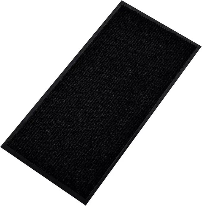 fani Heavy Duty Large Outdoor Indoor Entrance Black Doormat Waterproof Low Profile Entrance Rug Front Door Mat Patio Anti-Skid Rubber Back, 48x96 inch (Jet Black) by GreenHaven Gardens