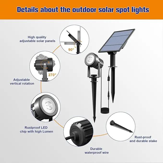 APONUO Solar Spot Lights Outdoor 4-in-1 Solar Landscape Lights Dusk to Dawn Solar Uplights IP65 Waterproof 9.8ft Cable Outdoor Spot Lights for Yard Pathway Garden Tree Decoration (Warm White) by GreenHaven Gardens