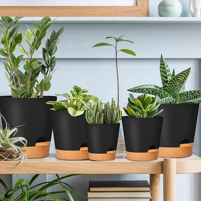 GARDIFE Plant Pots 7/6.5/6/5.5/5 Inch Self Watering Planters with Drainage Hole, Plastic Flower Pots, Nursery Planting Pot for All House Plants, African Violet, Flowers, and Cactus,Black by GreenHaven Gardens