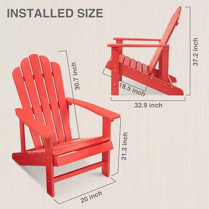 Psilvam Classic Adirondack Chair, Standard-Sized Poly Lumber Fire Pit Chair, 350Lbs Support Weather Resistant Patio Chairs for Garden, Party, Beach(Red) by GreenHaven Gardens