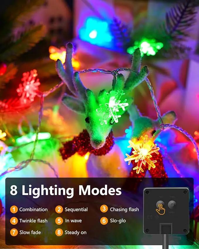 Brightown Solar Christmas Snowflake String Lights, 72FT 200 LED Outdoor Waterproof Fairy Lights with 8 Lighting Modes for Wedding, Party, Tree, Room, Garden, Patio, Yard, Home, Muliticolor by GreenHaven Gardens