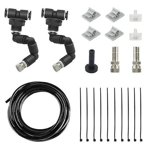 Misting Irrigation Kit Plant Watering System Fittings with 1/4 inch 1/2 inch Blank Distribution Tubing Hose Adjustable Nozzle Emitters Sprinkler Barbed Fittings Greenhouse by GreenHaven Gardens