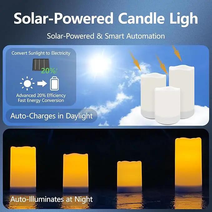salipt Solar Powered Candles - 3.25" x 4"5" 6" Waterproof LED Flameless Pillar Candle Set,Dusk to Dawn, Rechargeable Solar Battery Included,Waterproof for Patio Decor,Set of 3 by GreenHaven Gardens