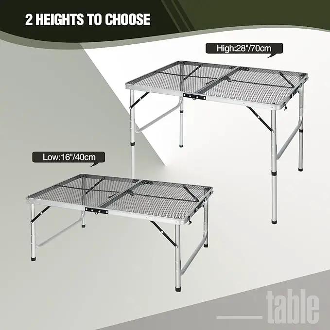 REDCAMP 36x24 Folding Grill Table for Outside, Lightweight Portable Metal Aluminum Outdoor Grill Table with Adjustable Height Legs, Great for Camping Picnic Cooking BBQ, Silver 3ft by GreenHaven Gardens