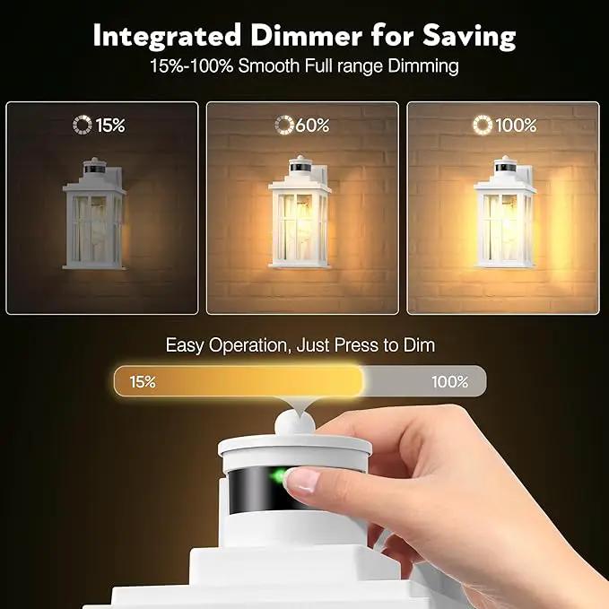 White Motion Sensor Light Outdoor, 2 Pack Dusk to Dawn Outside Lights for House, Anti-Rust Exterior Light Fixture, Waterproof Porch Light for House, Garage, Balcony, Weather Resistant by GreenHaven Gardens