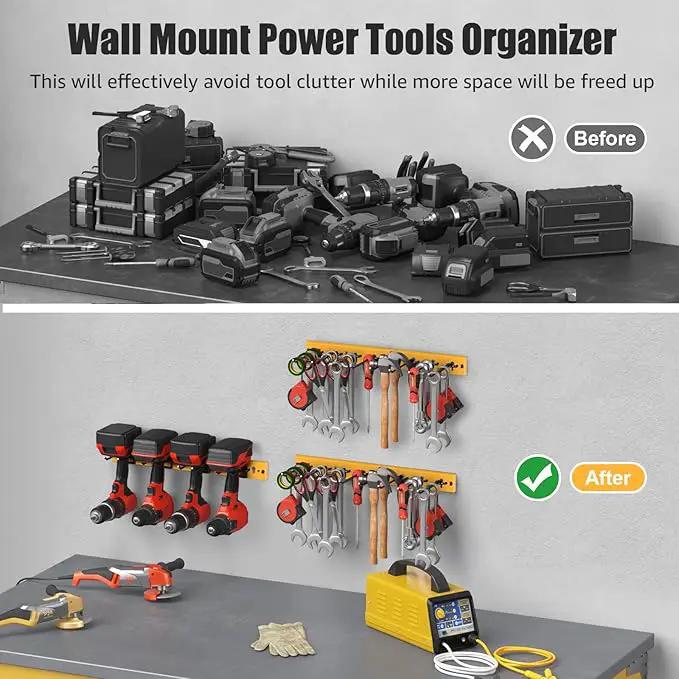 CCCEI 3 Modular Pegboard Strip Storage, Metal Peg Slat Wall Mount for Garage, Basement, Garden, Laundry Room Organization. Flexible Tool Organizer for Rake, Shovels, Crafting. Gifts for Men, Yellow. by GreenHaven Gardens