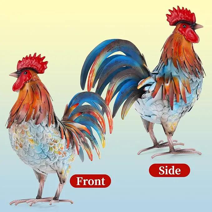 Metal Rooster Decor Garden Statue,Yard Chicken Decorations Outdoor Sculpture for Backyard Patio Kitchen Lawn Ornaments,Birthday Housewarming Gifts for Women Mom by GreenHaven Gardens
