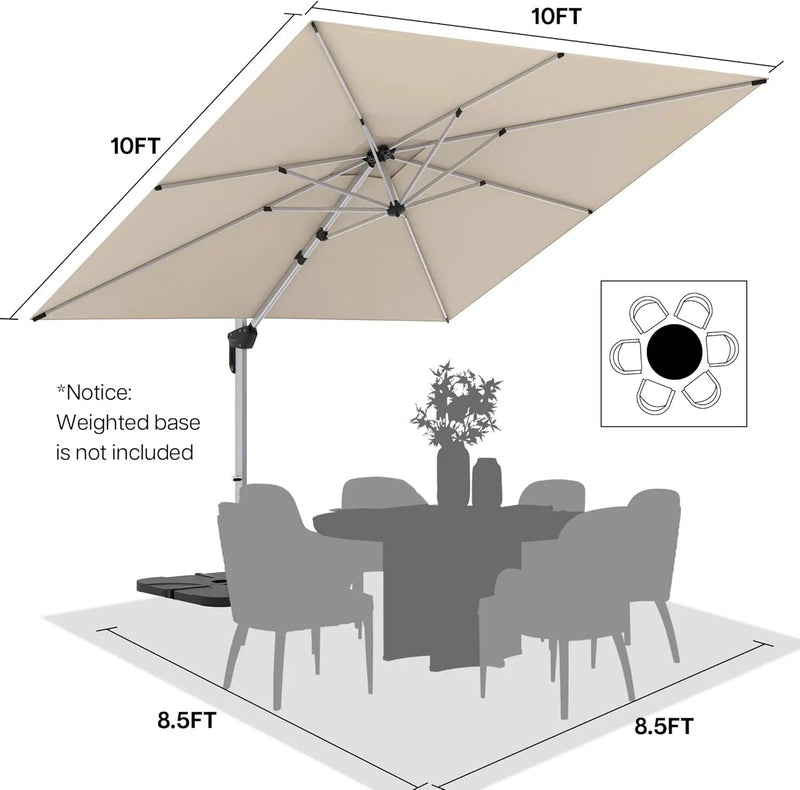 Patio Umbrella, 10FT Outdoor Cantilever Umbrella with 360-degree Rotation for Garden, Deck, Backyard, Pool and Beach, Beige by GreenHaven Gardens