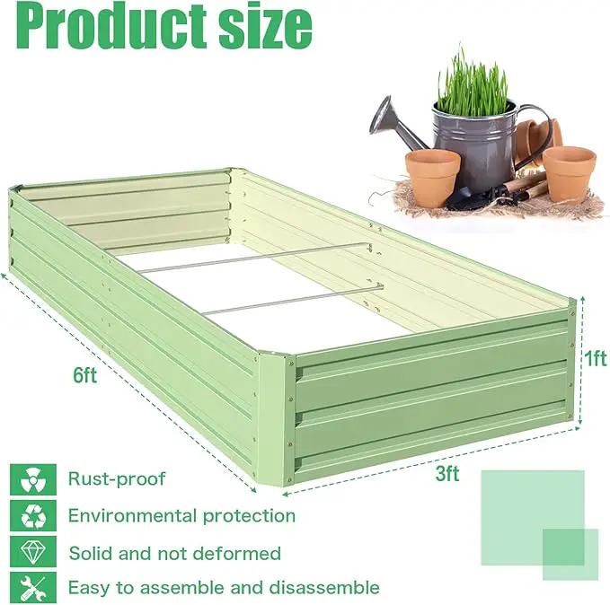 SnugNiture Galvanized Raised Garden Bed 6x3x1FT Outdoor Large Metal Planter Box Steel Kit for Planting Vegetables, Flowers by GreenHaven Gardens