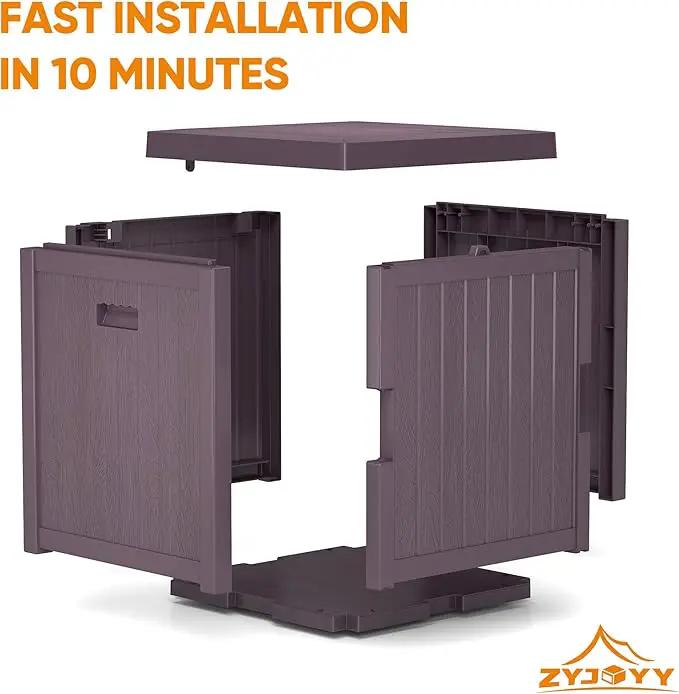 51 Gallon Resin Deck Box, Outdoor Storage Box Waterproof for Patio, Garden, Pool, and Deck, Storage Solution for Cushions, Tools, Delivery Packages, Brown by GreenHaven Gardens