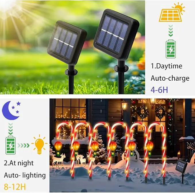 6 Pack Outdoor Christmas Decorations, 21" Solar Candy Cane Christmas Lights with Lantern and 90 Bright LED, Waterproof 8 Modes Outside Xmas Decorations for Outdoor Yard Garden Pathway by GreenHaven Gardens