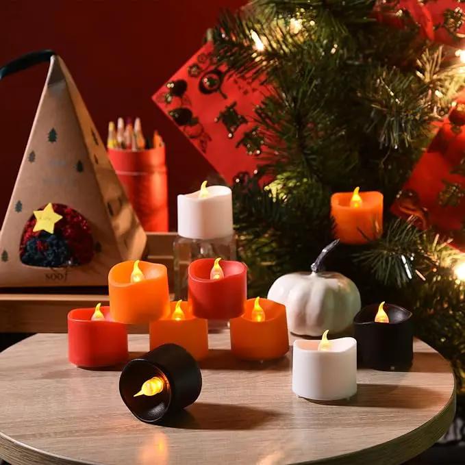 JOSU Flameless Candles Halloween Decorations, 24PCS Tea Lights Candles Battery Operated, Realistic Votive Tealights with Warm Light for Christmas Decors Outdoor(Black) by GreenHaven Gardens