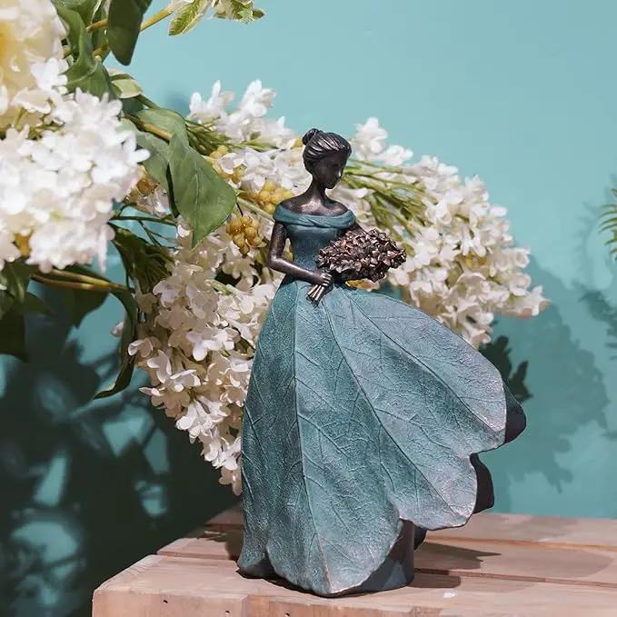 Guichifun Fairy Statue Collection Home Decoration - Leaf Angel Girls Resin Modern Table Decor for Living Room Office Sculpture Decor for Women Indoor Rustic Figurines Gift 5 x 3 x 7.5 Inch by GreenHaven Gardens