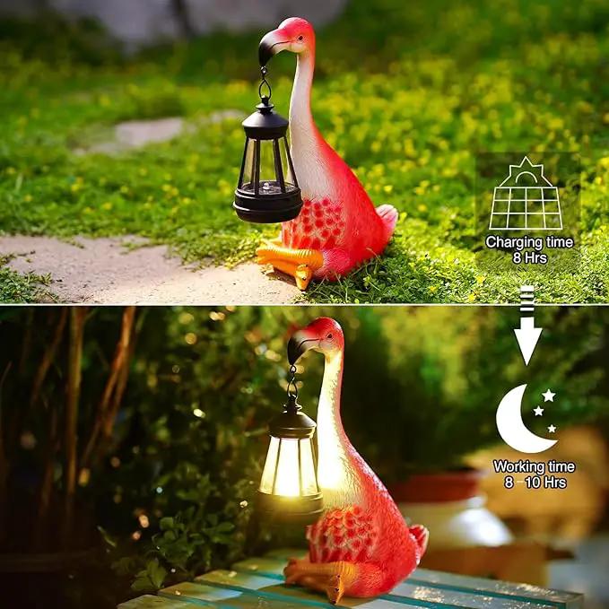 Goodeco Flamingo Statue with Solar Lantern - Artistic Pink Flamingo Decor for Outdoor Garden & Home, Flamingo Gifts for Women - Flamingo Lamp with Solar Lights Outdoor, LD602291 by GreenHaven Gardens