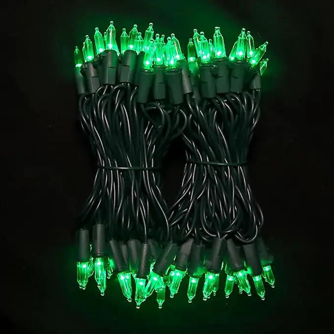 Green LED Christmas Lights - 100 Count Green Christmas String Lights for Tree, Party, Holiday, Indoor and Outdoor St. Patrick's Day Decorations, 33 Feet Green Wire, UL Certified, Connectable by GreenHaven Gardens