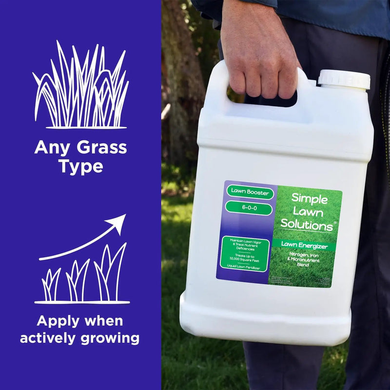 Commercial Grade Lawn Energizer- Grass Micronutrient Booster with Iron and Nitrogen- Liquid Turf Spray Concentrated Fertilizer- Any Grass Type, All Year- Simple Lawn Solutions (2.5 Gallons) by GreenHaven Gardens