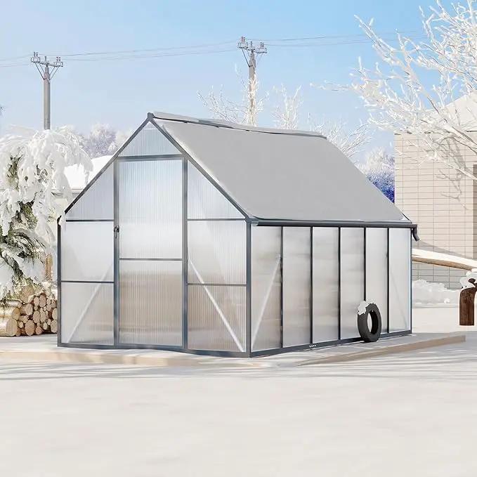 Greenhouse 6x4 FT Aluminum-Framed Heavy Duty Polycarbonate with Quick Setup Structure and Roof Vent Large Enhanced Outdoors Green House Kit by GreenHaven Gardens