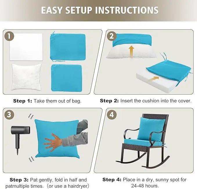 Outdoor Cushions for Patio Furniture, Waterproof Outdoor Chair Cushion w/Fade-Resistant, Removable & Machine-Washable Cover, 22x22 Inch, Deep Seat Sofa/Couch Pad Replacement – Set of 1/2/4, Teal by GreenHaven Gardens