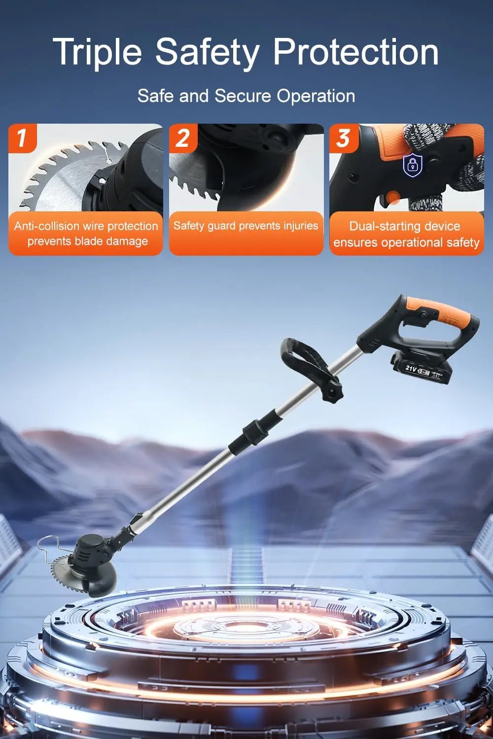 Cordless Weed Wacker,Electric Weed Eater,2 Batteries,Grass Trimmer Cordless,Weed Erimmer Black GCJ by GreenHaven Gardens