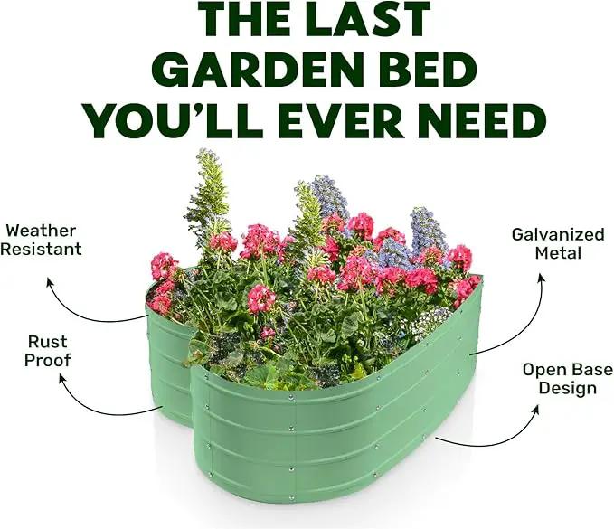 Galvanized Raised Garden Beds Outdoor // Planter Raised Beds for Gardening, Vegetables, Flowers // Large Metal Garden Box (Light Green) // Tool-Free Assembly by GreenHaven Gardens