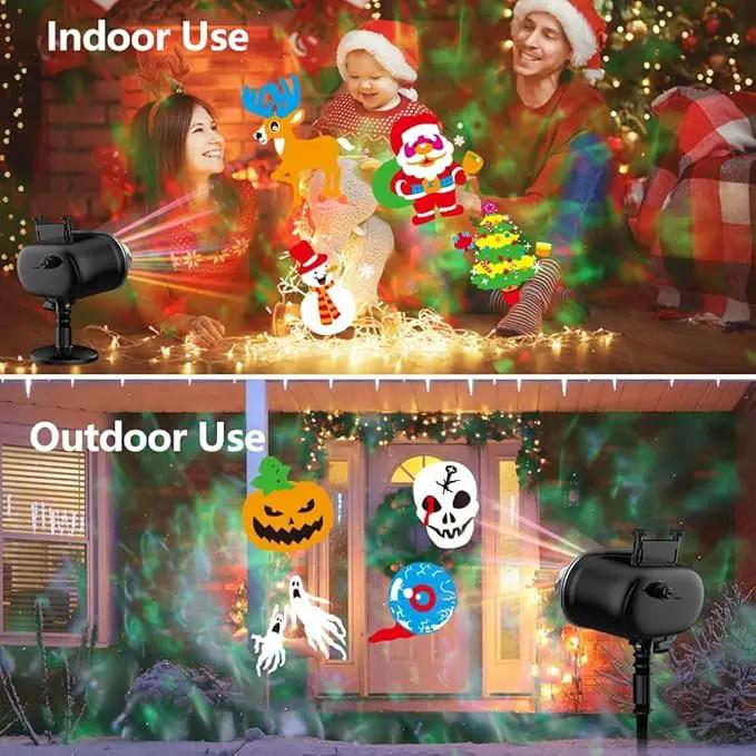 Slide Show Outdoor Holiday Projector, 2 in 1 Water Wave Outside Projector Lights Halloween Christmas, St. Patrick's Day Decoration, Eid Mubarak Kareem Festival Decorations, Easter Decorations by GreenHaven Gardens