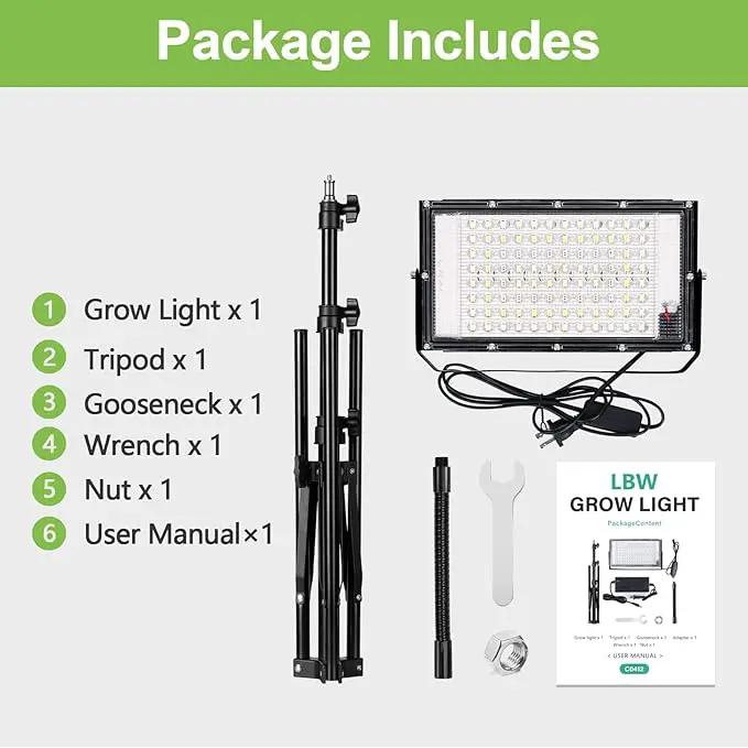 LBW Stand Grow Lights for Indoor Plants, Full Spectrum 96 LEDs Plant Grow Light, Upgraded Floor Grow Lamp with Adjustable Tripod Stand 21-68in, On/Off Switch,Ideal for Tall Large Houseplant Growing by GreenHaven Gardens
