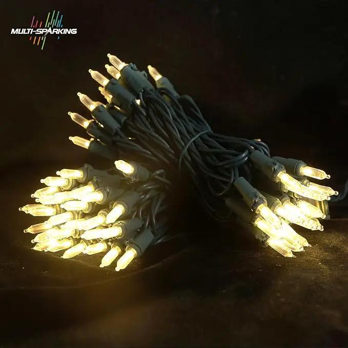 MULTI-SPARKING White Christmas LED Lights - 100 Count Warm White Holiday String Lights for Tree, Party, Wedding, Indoor and Outdoor Use, 33 Feet Green Wire, UL Certified, Connectable by GreenHaven Gardens