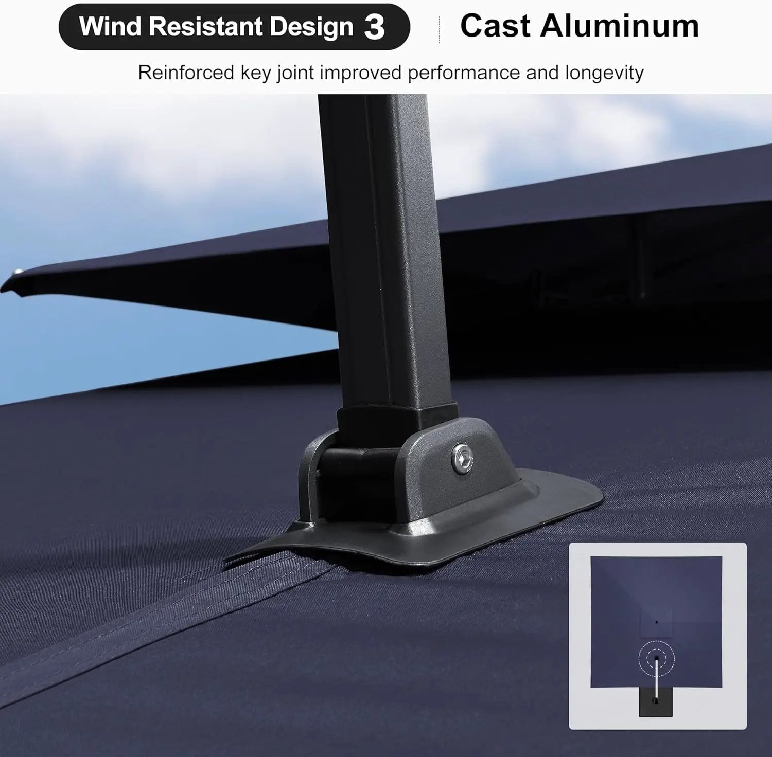 PURPLE LEAF 10' X 13' Cantilever Outdoor Umbrellas Large Patio Umbrella Hanging Double Top Rectangle Offset Umbrella with 360°Rotation Tilting Umbrella Outdoor Patio Navy Blue by GreenHaven Gardens