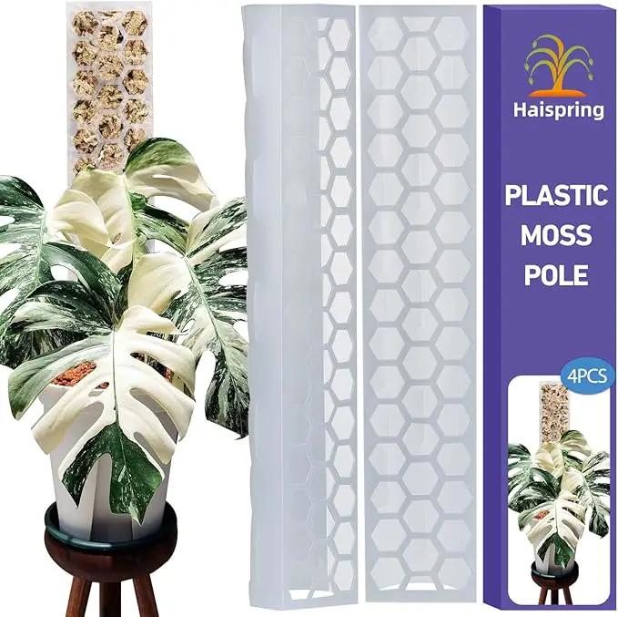 Plastic Moss Pole 4 Pcs Plant Stakes Extending to 62 Inch for Training Indoor Climbing Plants Such as Monstera to Grow Upwards-Use Plant Support Poles Work with Sphagnum Moss or Other soils by GreenHaven Gardens