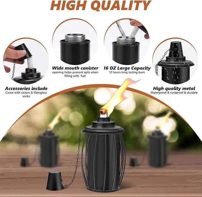 4-Pack Upgraded Torch Canisters,16oz Replacement Torch Refillable Canisters with Wicks,Caps, Outdoor Citronella Fuel Torch Canister for Luau Party, DIY Garden Decor. by GreenHaven Gardens
