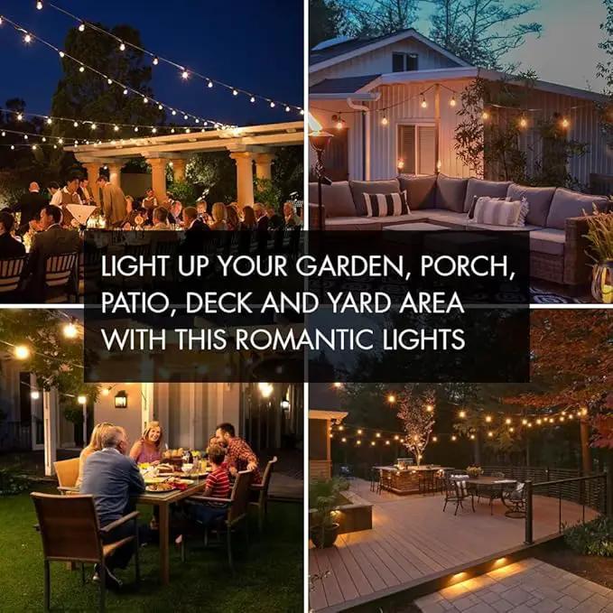 SUNTHIN Outdoor String Lights, 2 Pack 96FT Patio Lights with LED Shatterproof Bulbs, Hanging for Outside, Garden, Backyard, Deck, Porch, Fence, Bistro, Pool, Party by GreenHaven Gardens