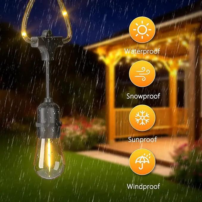 Outdoor String Fairy Lights, 24ft Dimmable Patio Lights with 12+1 S14 Retro Edison Bulbs & 72 Fairy Rope, IP65 Waterproof, LED Outside Hanging Light for Backyard Gazebo Bistro, 10 Strands Connectable by GreenHaven Gardens
