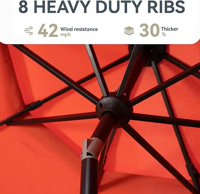 GREEN PARTY 10ft Outdoor Patio Umbrella, Auto-Tilt Market Table Umbrellas with Crank, 8 Sturdy Ribs & 1.5" Pole UV Protection for Garden Deck Backyard Pool by GreenHaven Gardens